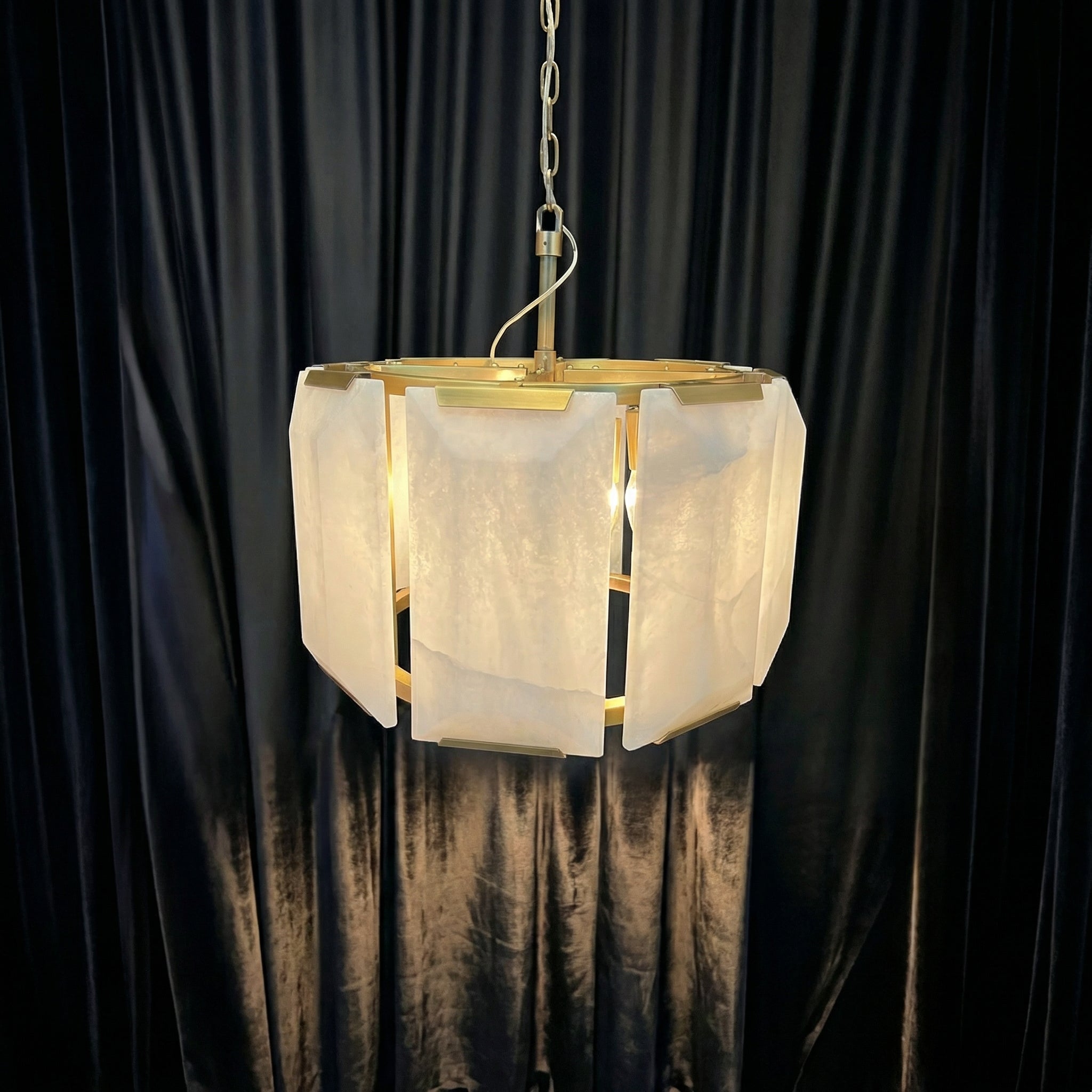 19 Inch Alabaster Round Chandelier - Harlow