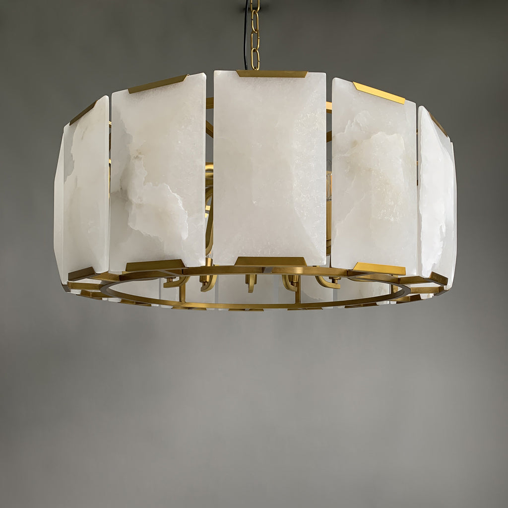 24 Inch Alabaster Round Chandelier - Harlow