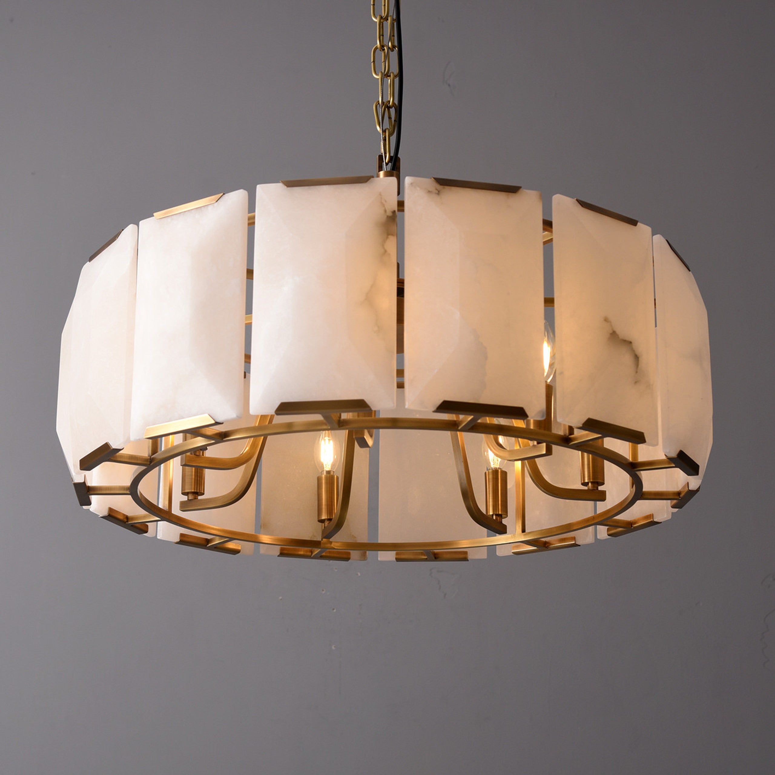 31 Inch Alabaster Round Chandelier - Harlow