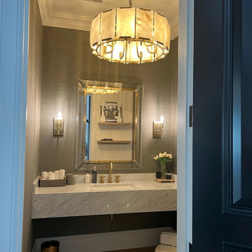 31 Inch Alabaster Round Chandelier - Harlow