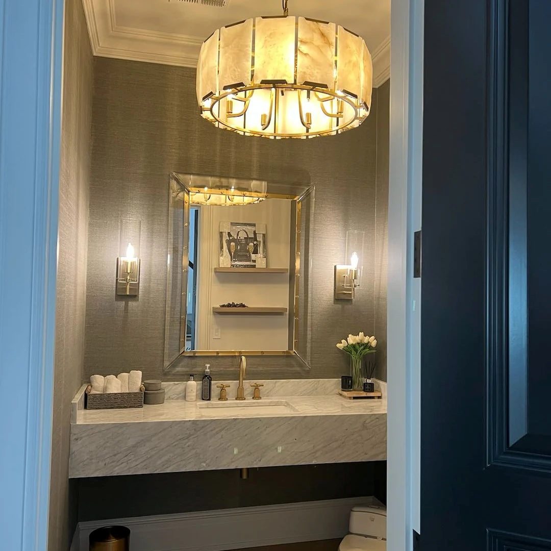 31 Inch Alabaster Round Chandelier - Harlow