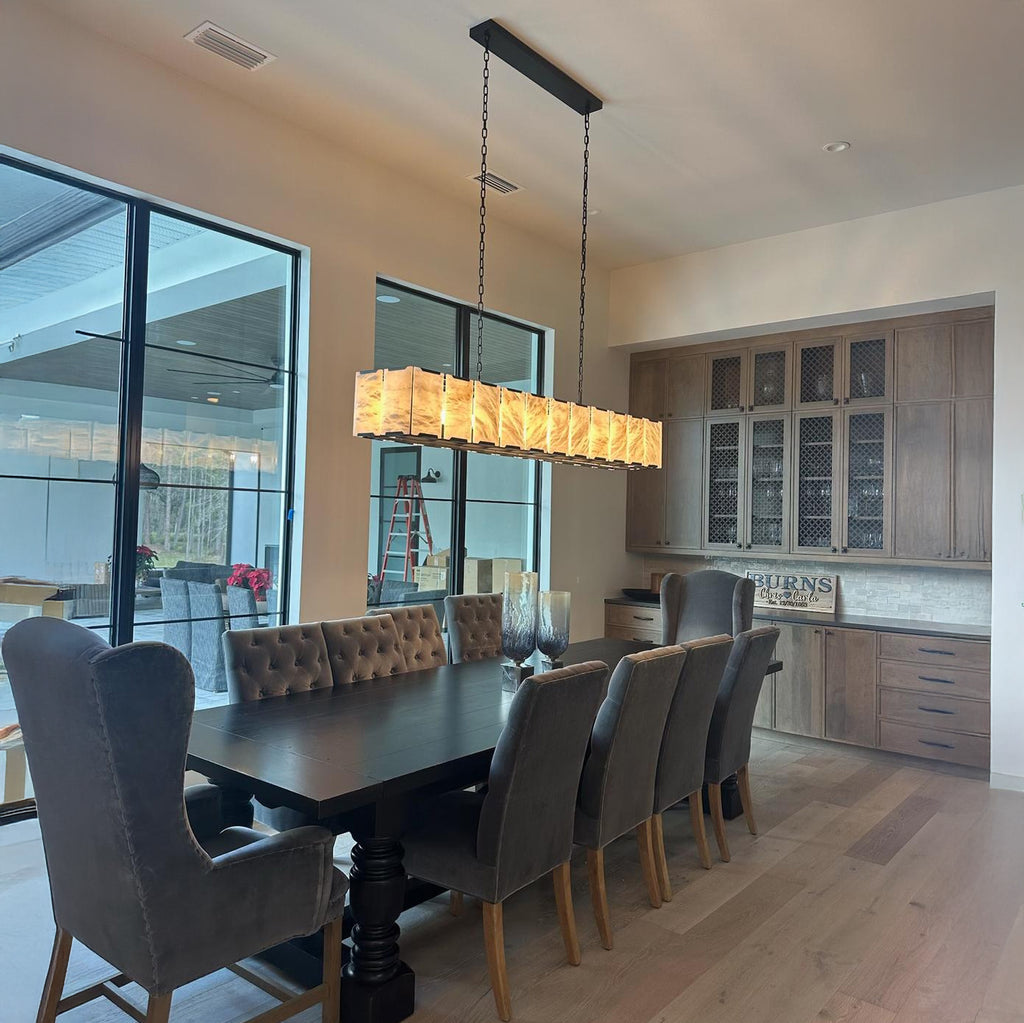74 Inch Alabaster Rectangular Chandelier - Harlow