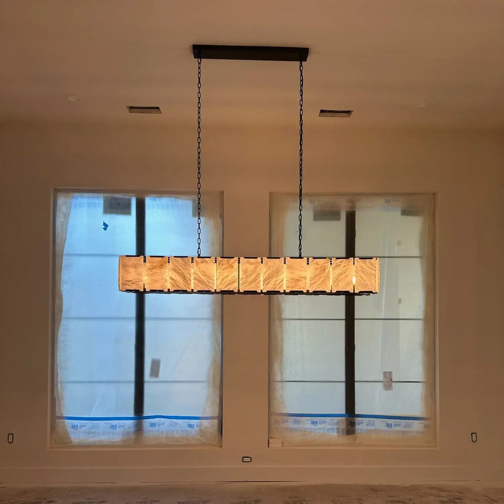 74 Inch Alabaster Rectangular Chandelier - Harlow