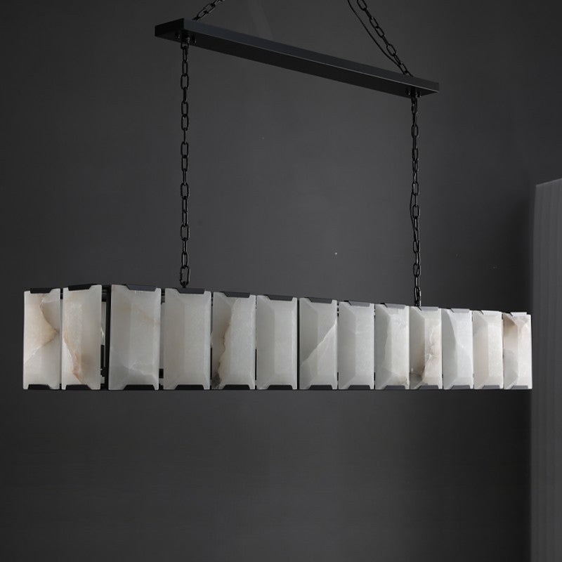 74 Inch Alabaster Rectangular Chandelier - Harlow