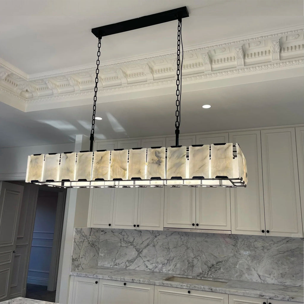 74 Inch Alabaster Rectangular Chandelier - Harlow