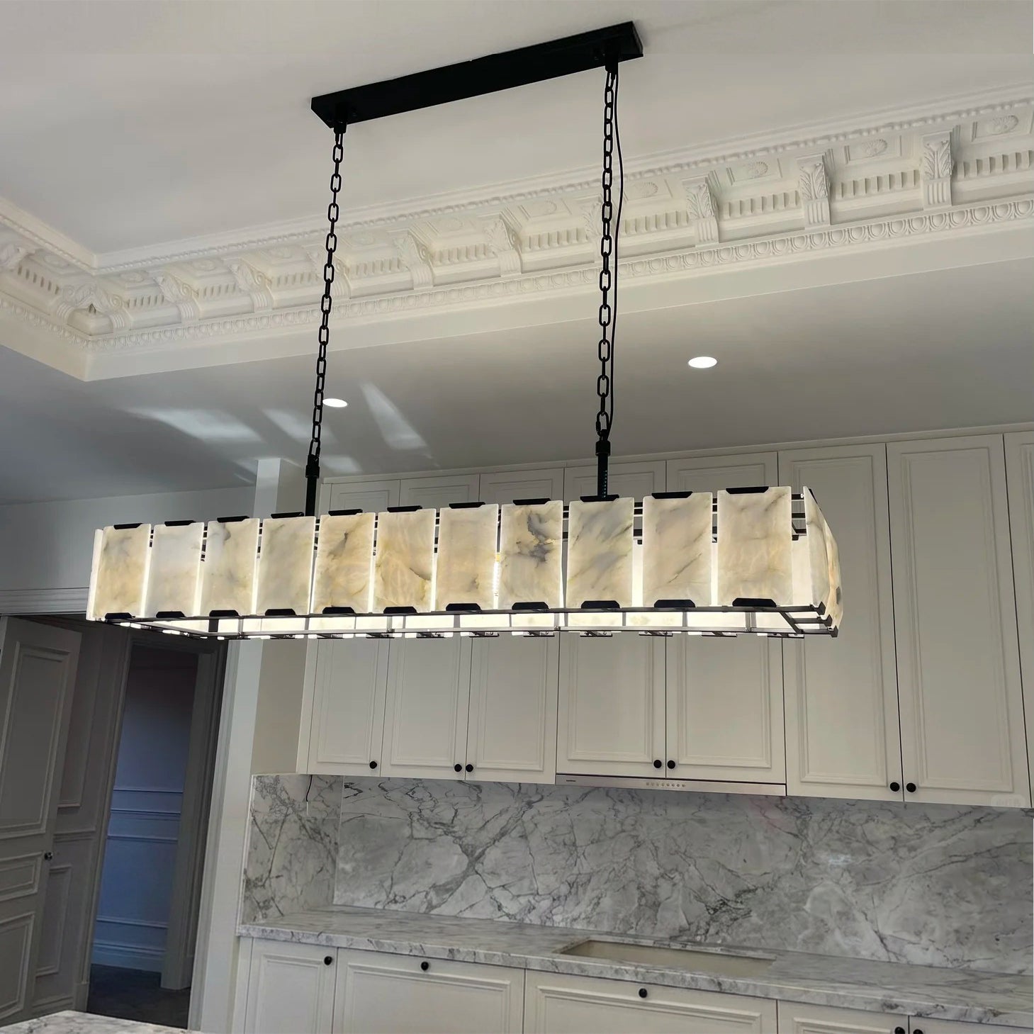 74 Inch Alabaster Rectangular Chandelier - Harlow