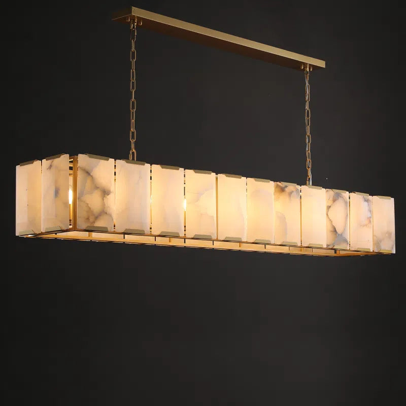 74 Inch Alabaster Rectangular Chandelier - Harlow
