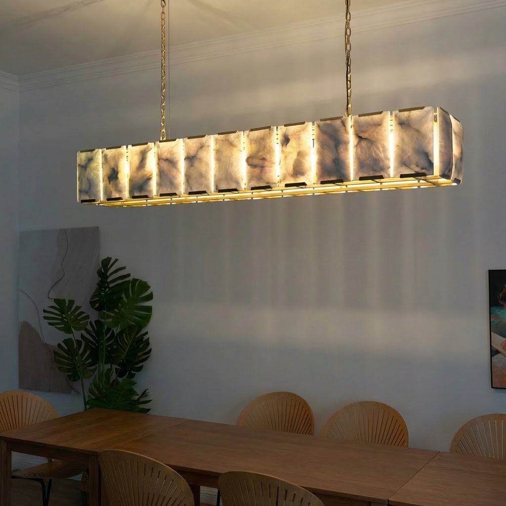 74 Inch Alabaster Rectangular Chandelier - Harlow