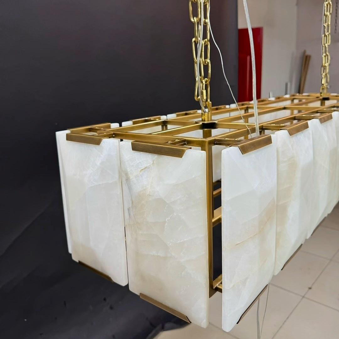 54 Inch Alabaster Rectangular Chandelier - Harlow
