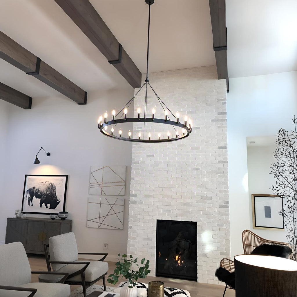 50 Inch Bent Tip Candle Round Chandelier - Camino