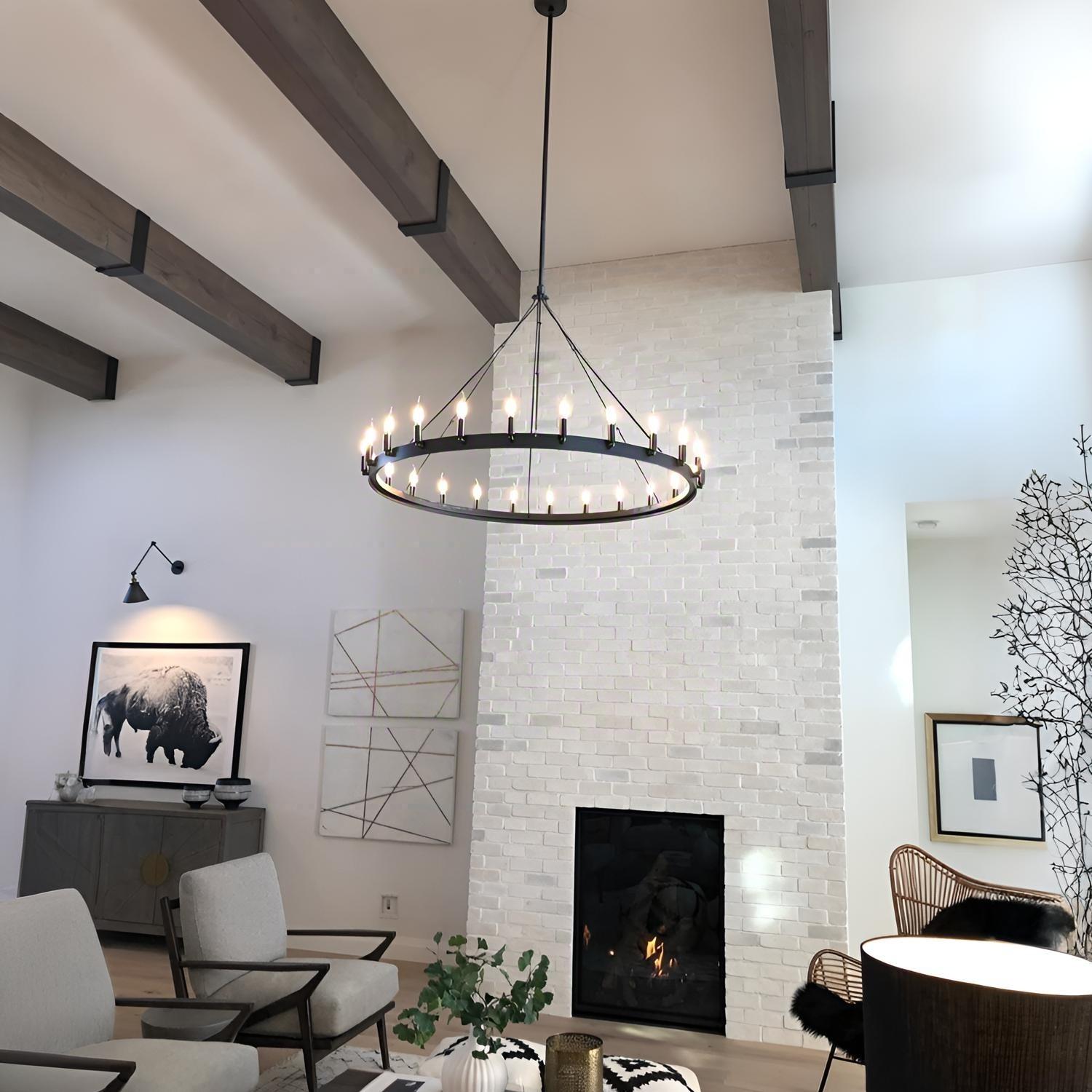 50 Inch Bent Tip Candle Round Chandelier - Camino