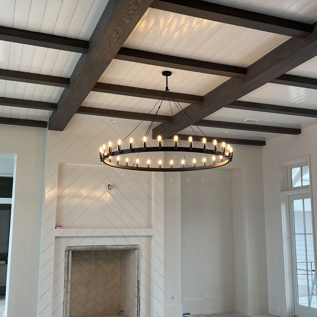 63 Inch Tubular Candle Round Chandelier - Camino