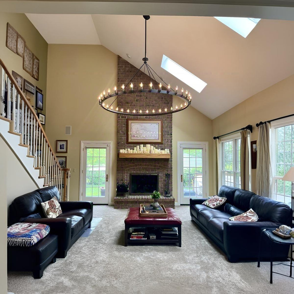 72 Inch Bent Tip Candle Round Chandelier - Camino