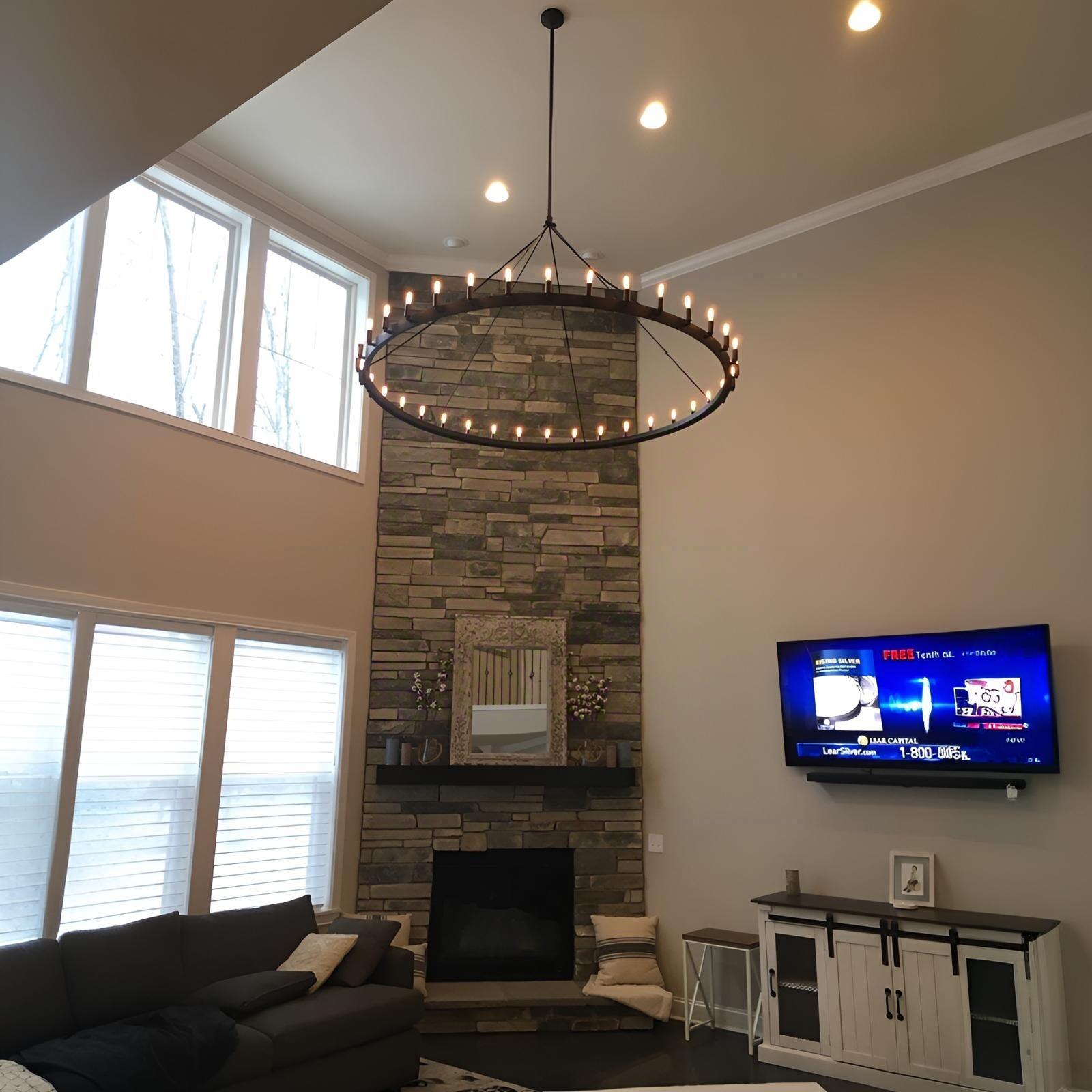 72 Inch Tubular Candle Round Chandelier - Camino