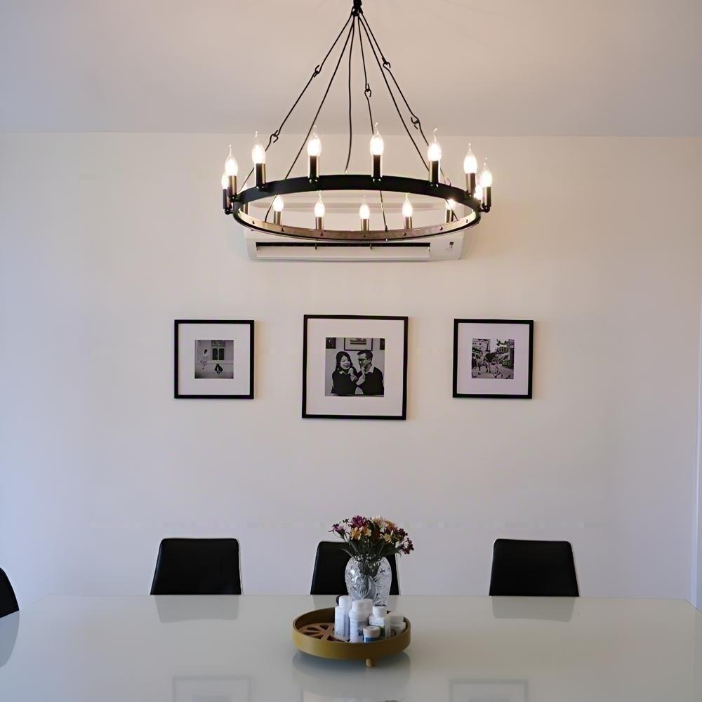 26 Inch Bent Tip Candle Round Chandelier - Camino