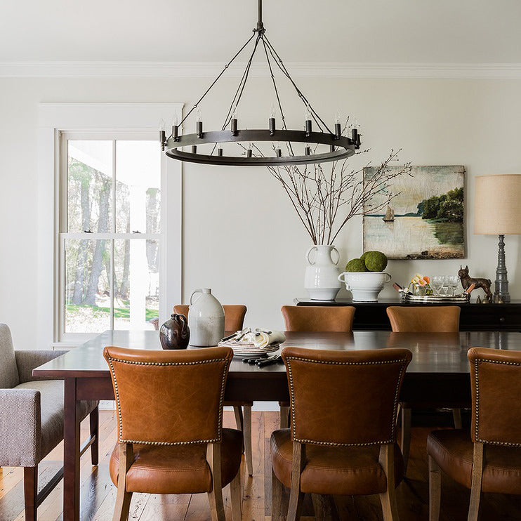 38 Inch Bent Tip Candle Round Chandelier - Camino