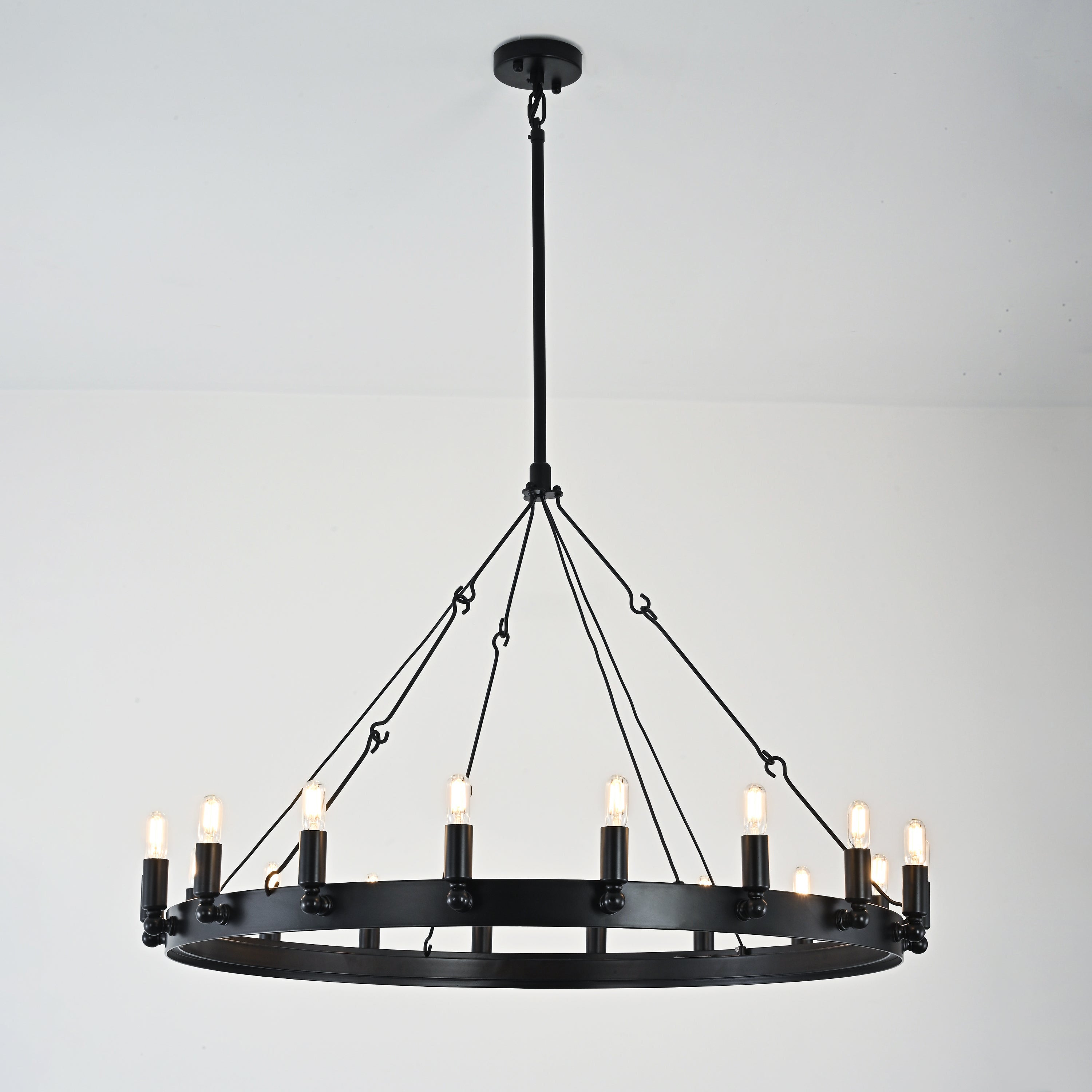 38 Inch Tubular Candle Round Chandelier - Camino