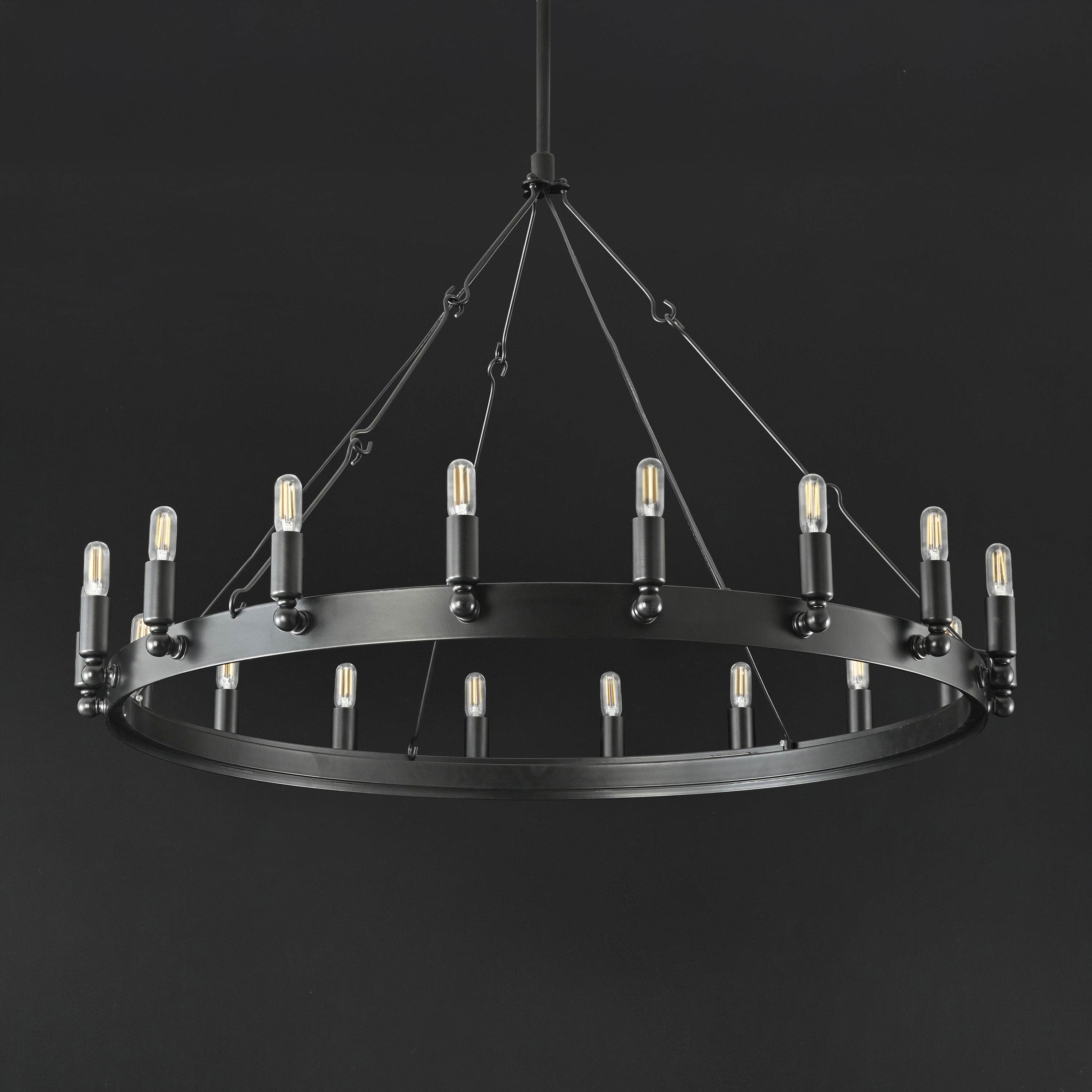 38 Inch Tubular Candle Round Chandelier - Camino