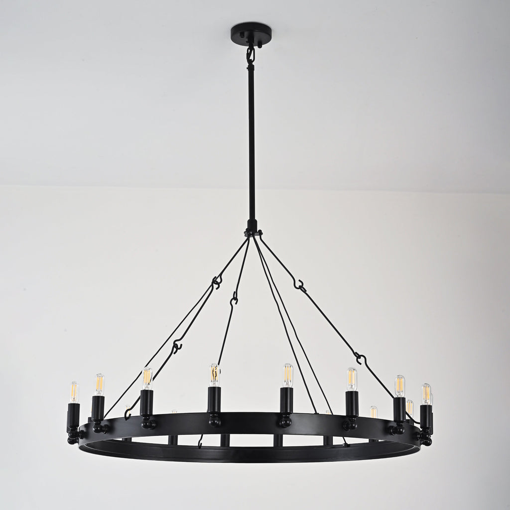 38 Inch Tubular Candle Round Chandelier - Camino
