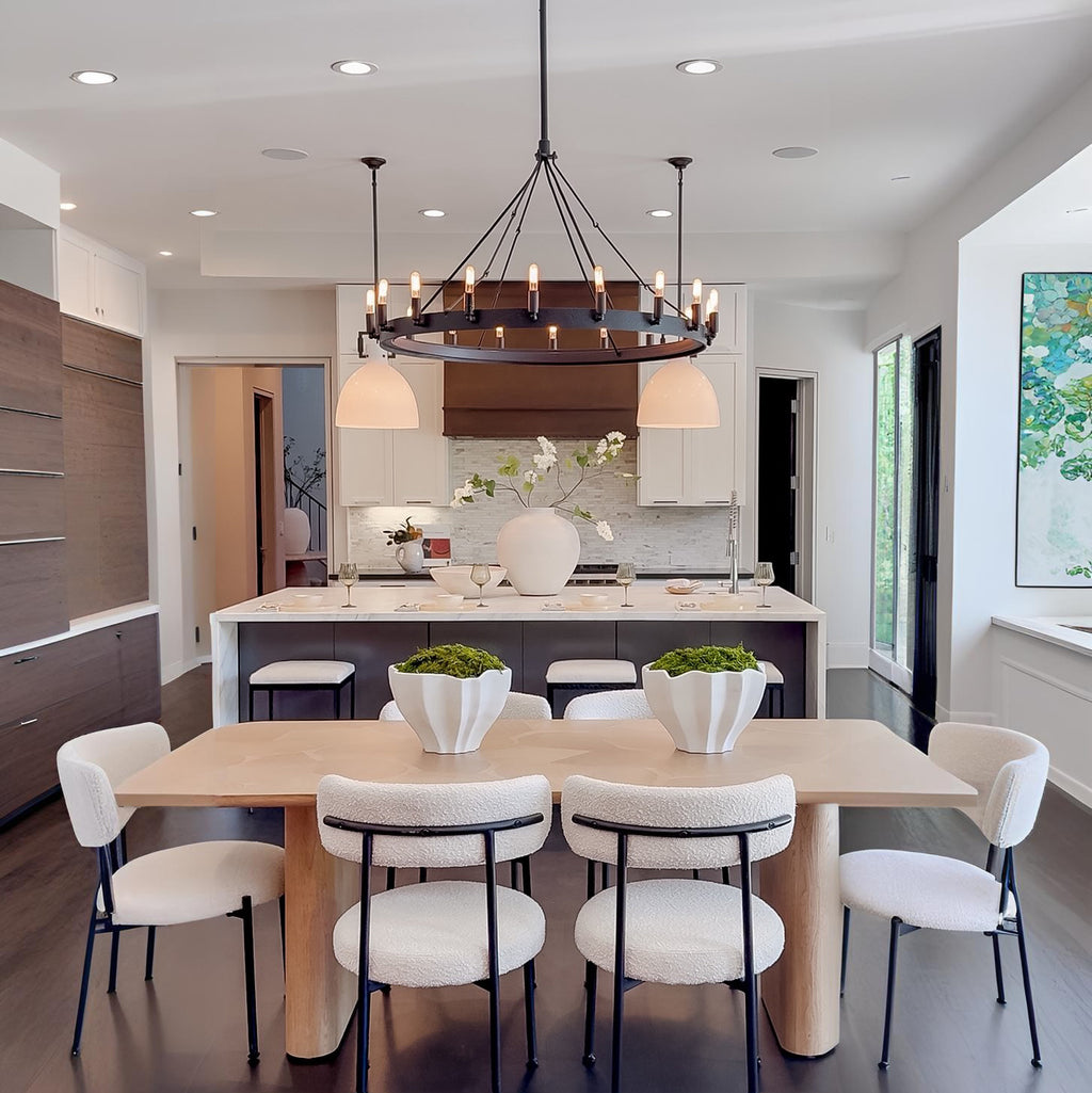 38 Inch Tubular Candle Round Chandelier - Camino