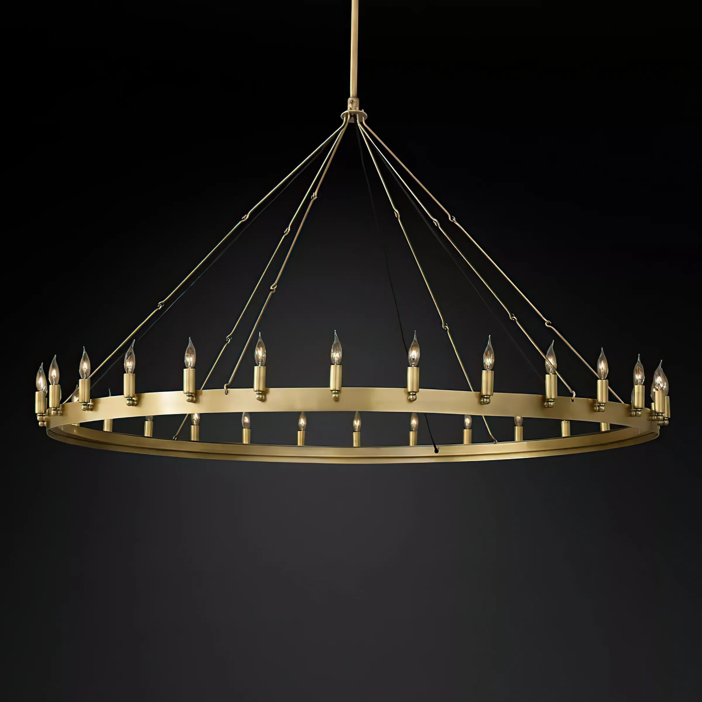 63 Inch Bent Tip Candle Round Chandelier - Camino