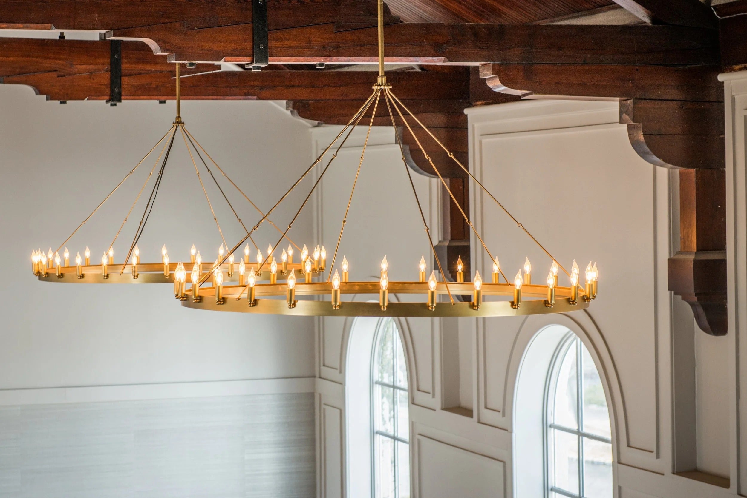 63 Inch Bent Tip Candle Round Chandelier - Camino