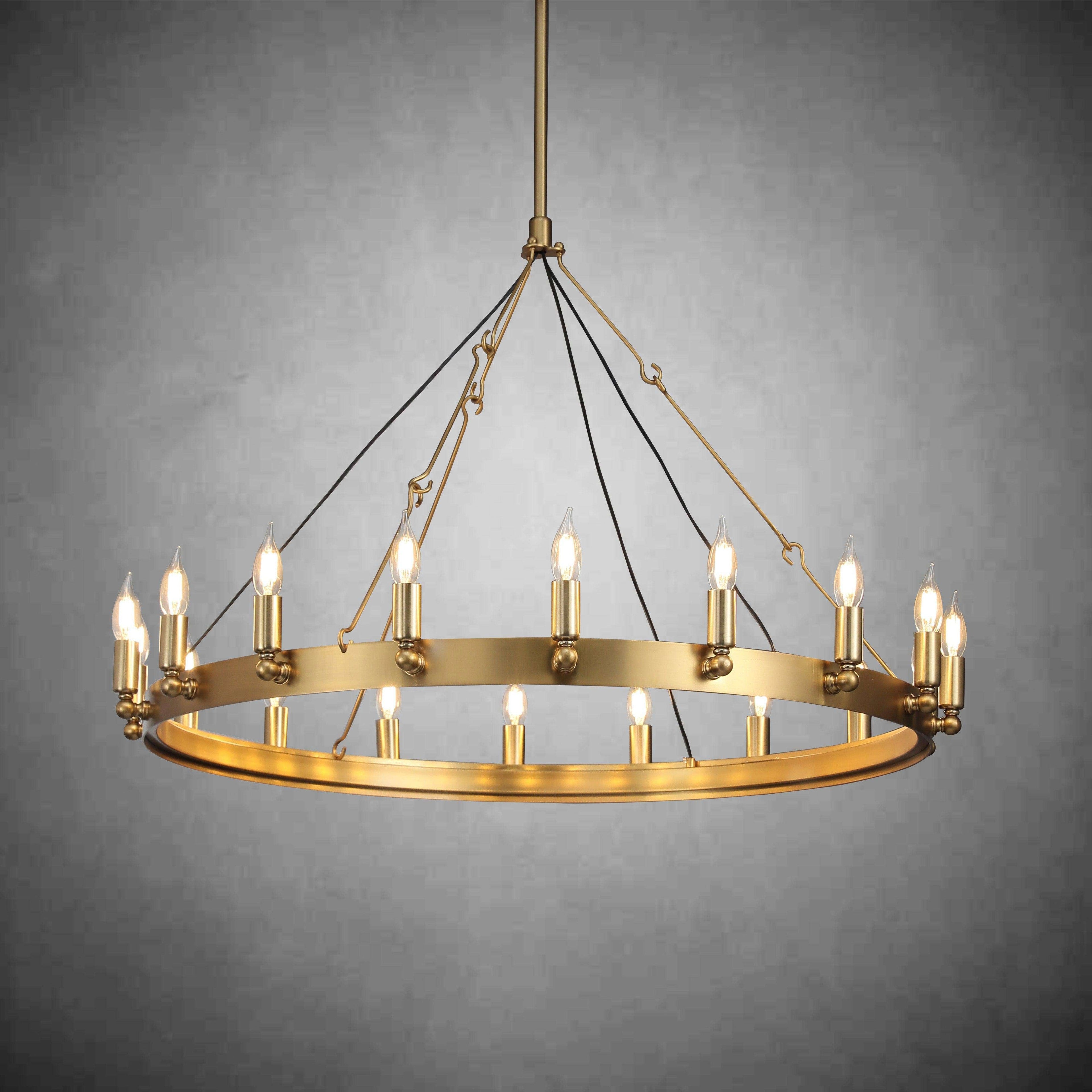 38 Inch Bent Tip Candle Round Chandelier - Camino