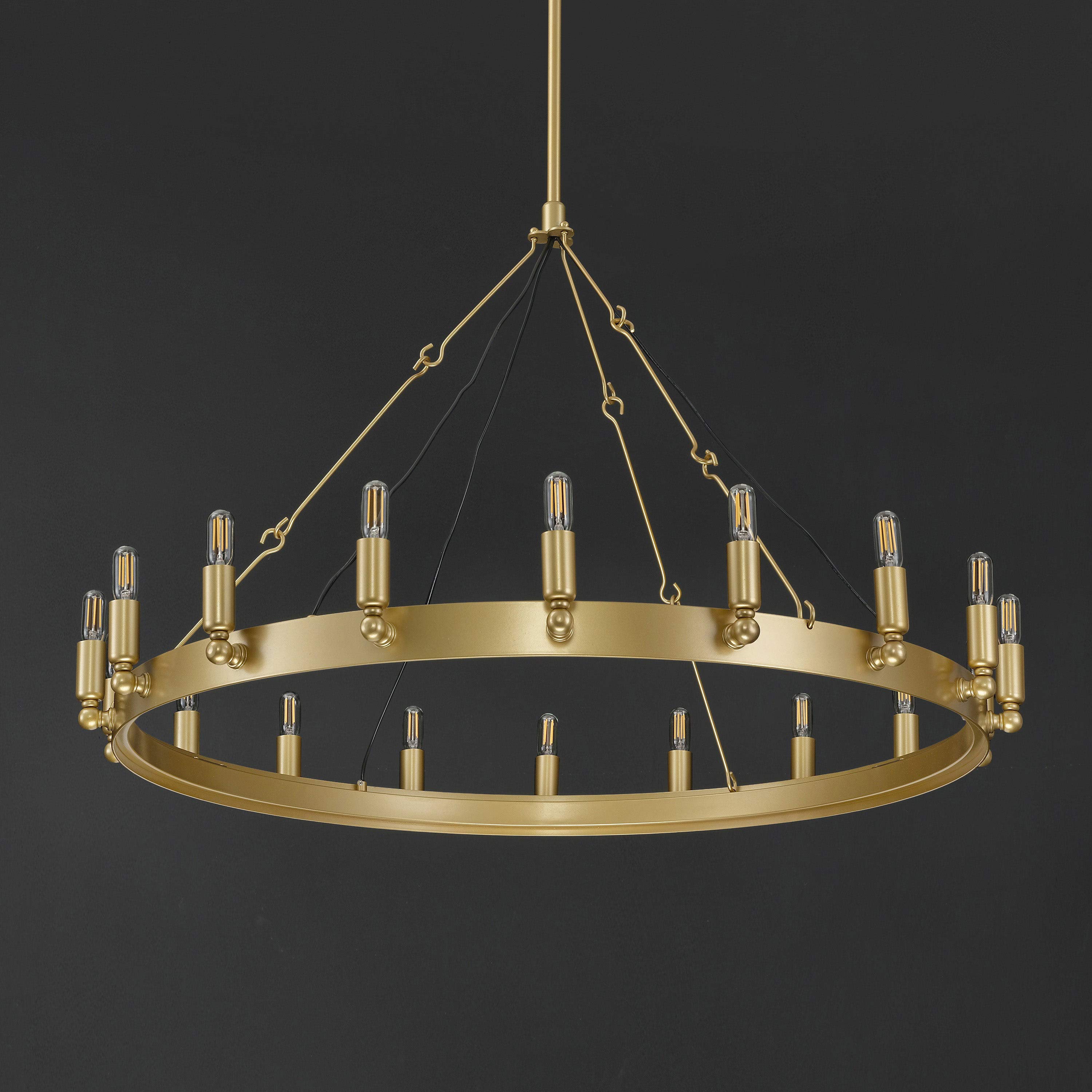 38 Inch Tubular Candle Round Chandelier - Camino