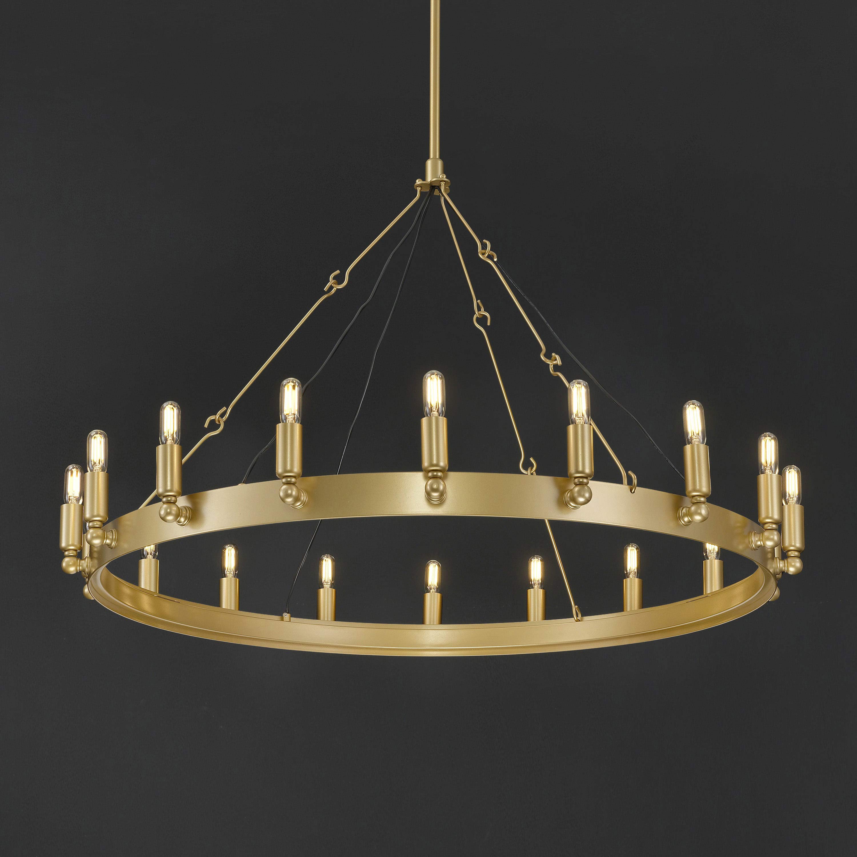 38 Inch Tubular Candle Round Chandelier - Camino