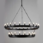 50 Inch Tiered Candle Wagon Wheel Chandelier - Camino