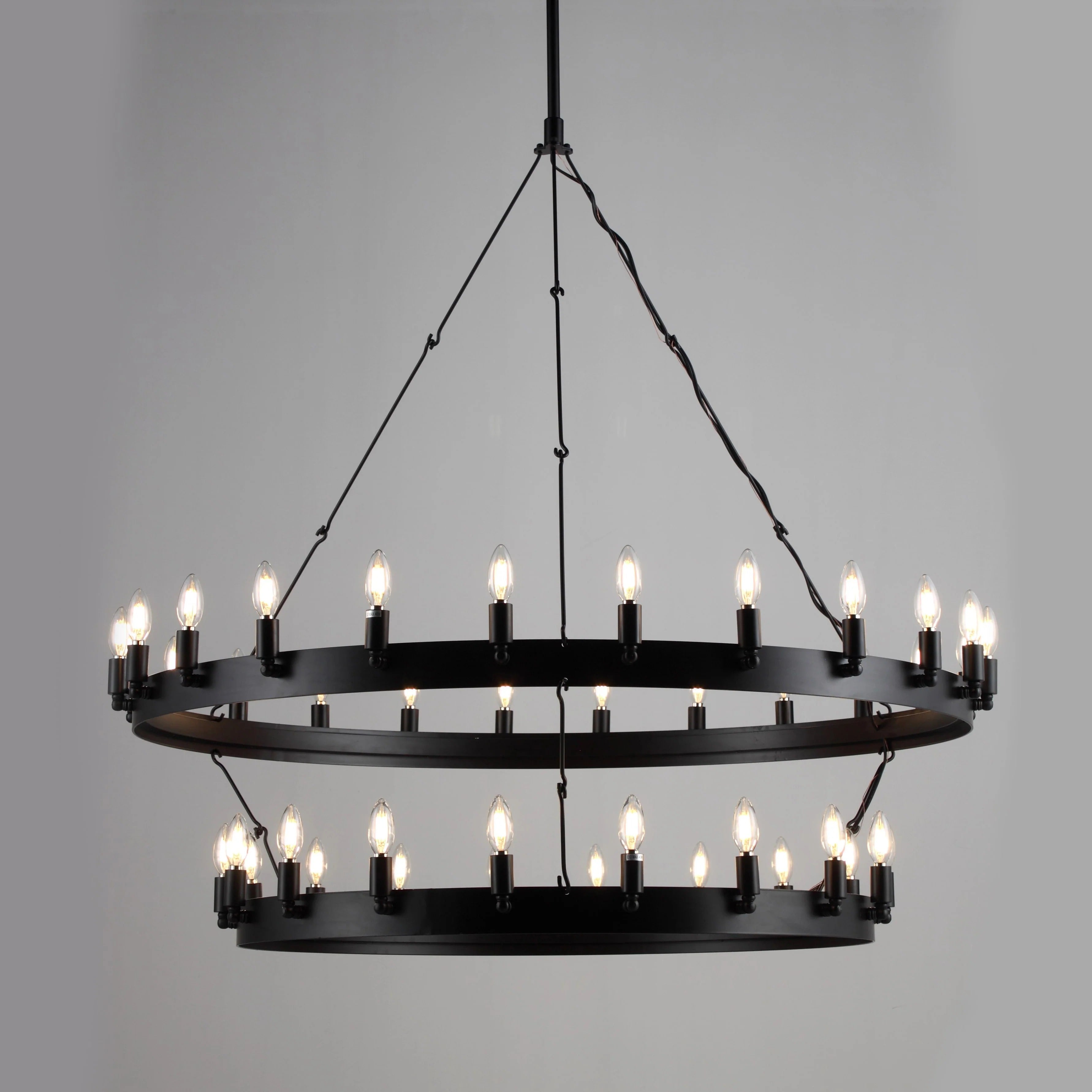 50 Inch Tiered Candle Wagon Wheel Chandelier - Camino