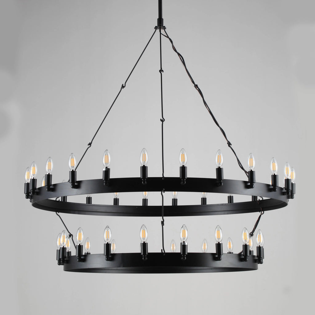 50 Inch Tiered Candle Wagon Wheel Chandelier - Camino
