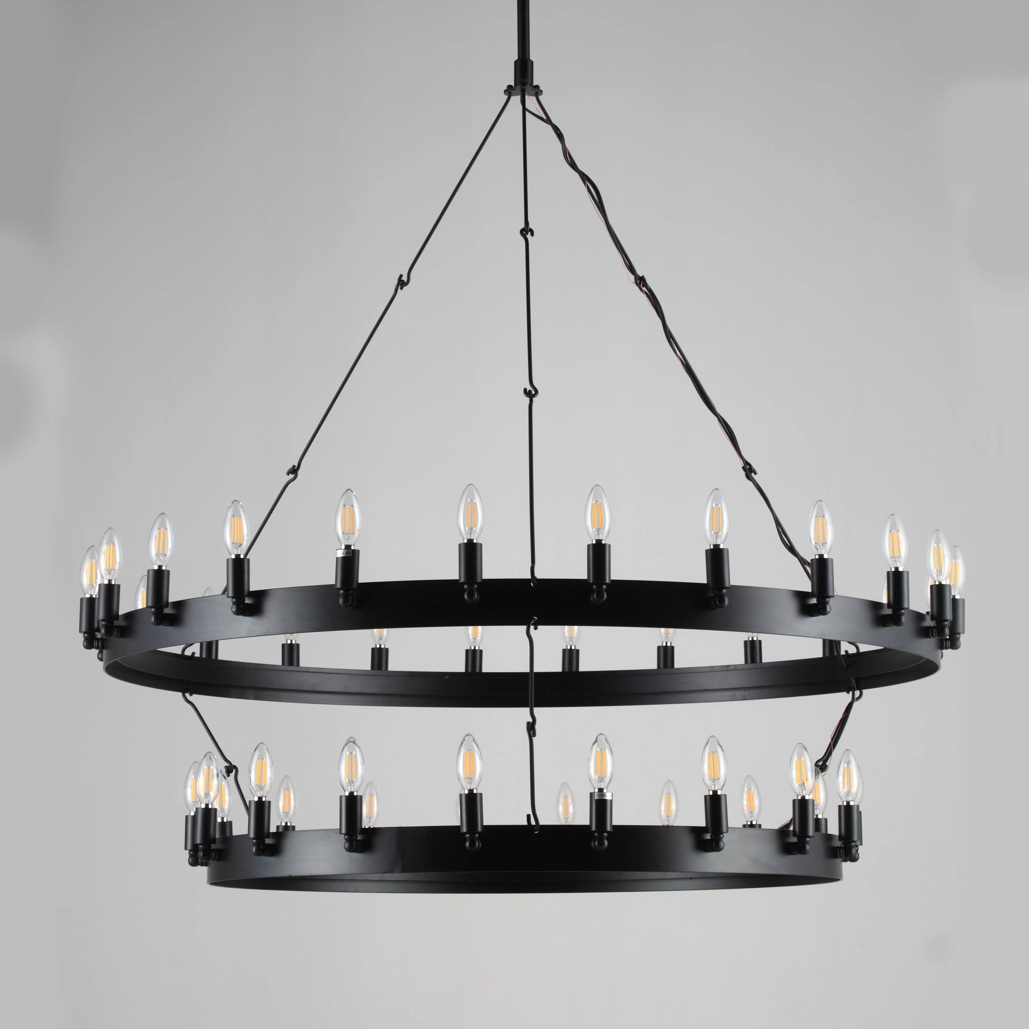 50 Inch Tiered Candle Wagon Wheel Chandelier - Camino