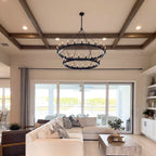 50 Inch Tiered Candle Wagon Wheel Chandelier - Camino