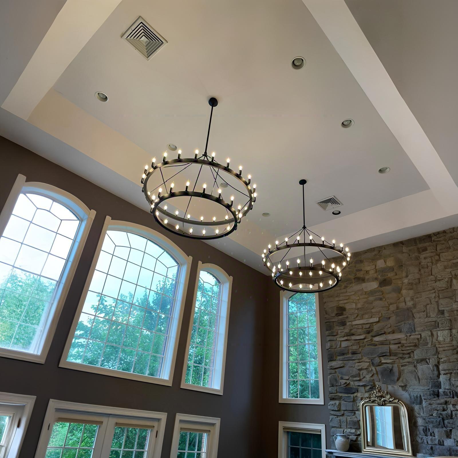 50 Inch Candle Double Wagon Wheel Chandelier - Camino