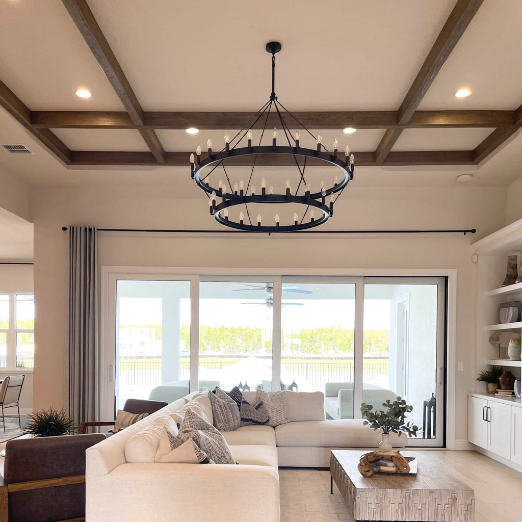 50 Inch Tubular Candle Tiered Chandelier - Camino