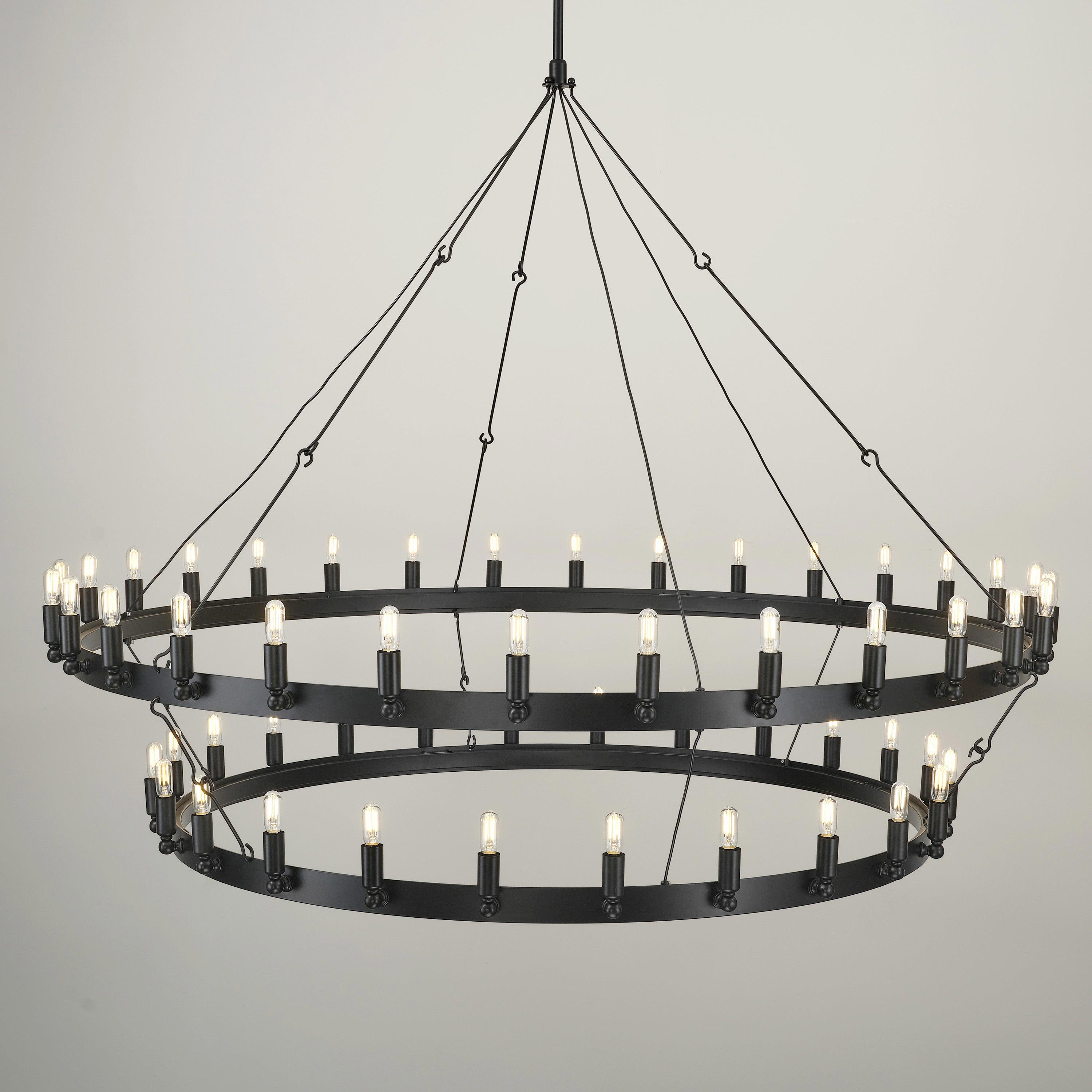 63 Inch Tubular Candle Tiered Chandelier - Camino