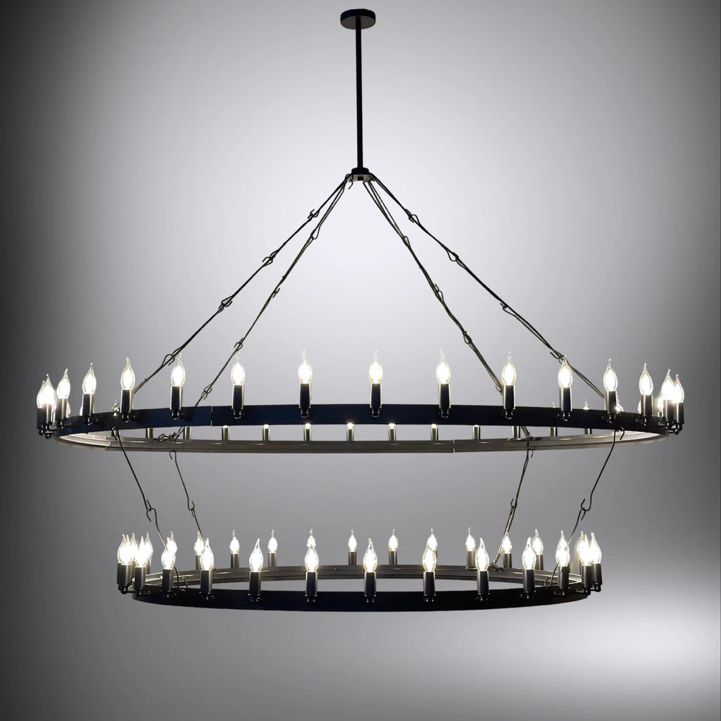 72 Inch Tiered Candle Wagon Wheel Chandelier - Camino