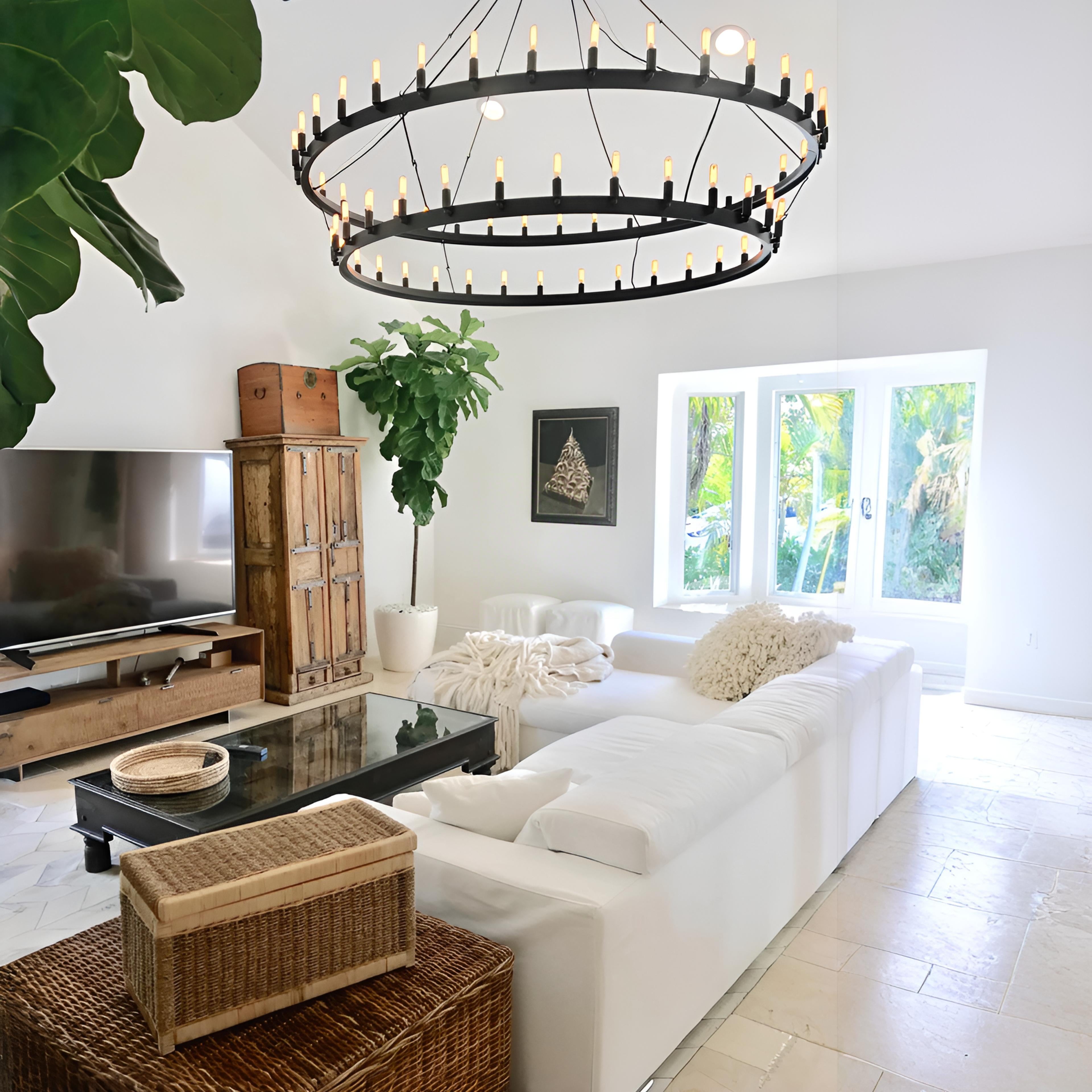 72 Inch Tubular Candle Tiered Chandelier - Camino