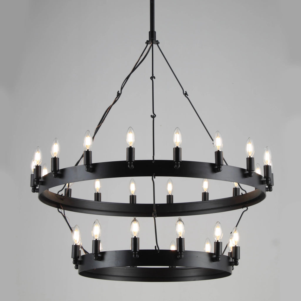 38 Inch Tiered Candle Wagon Wheel Chandelier - Camino