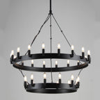 38 Inch Tiered Candle Wagon Wheel Chandelier - Camino