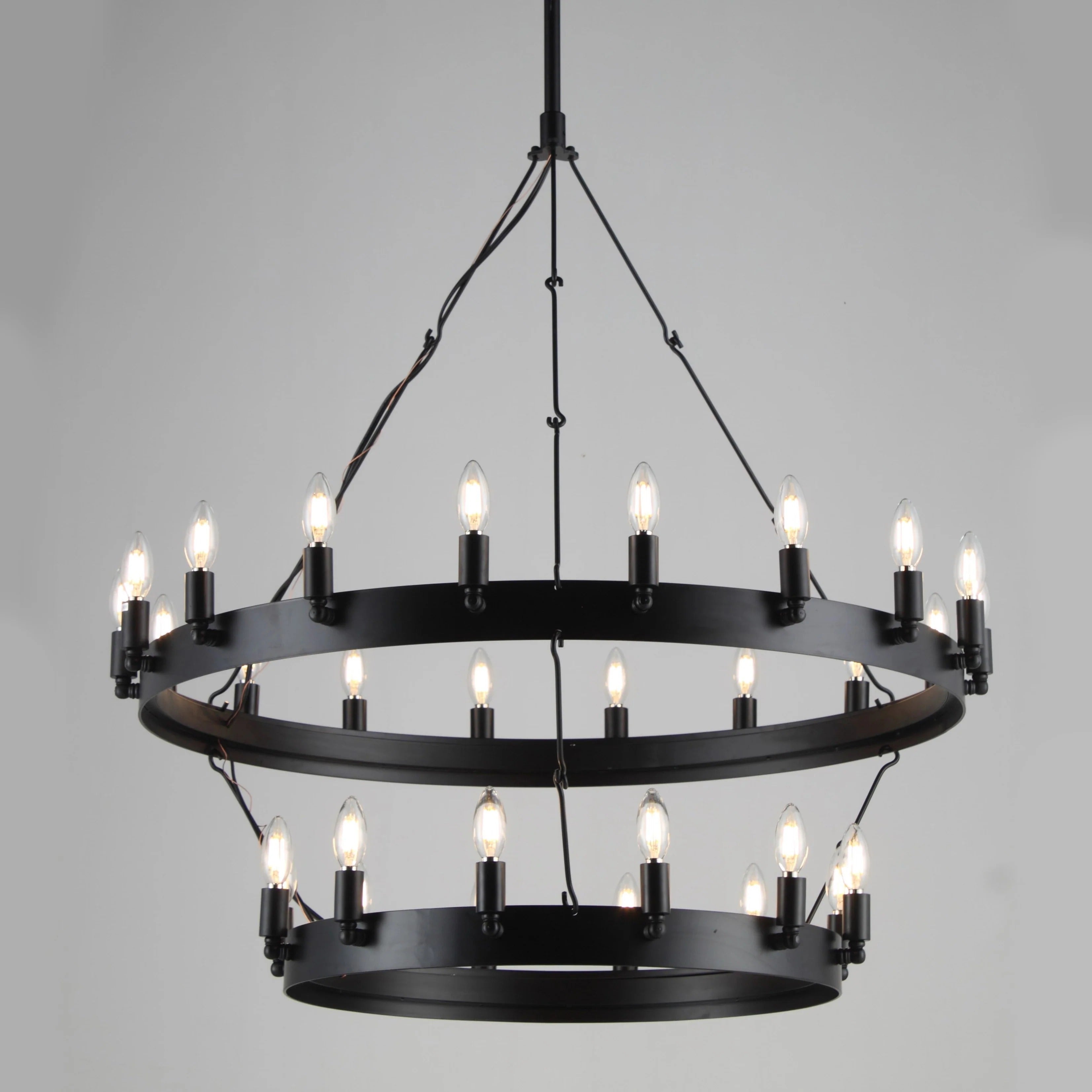 38 Inch Tiered Candle Wagon Wheel Chandelier - Camino