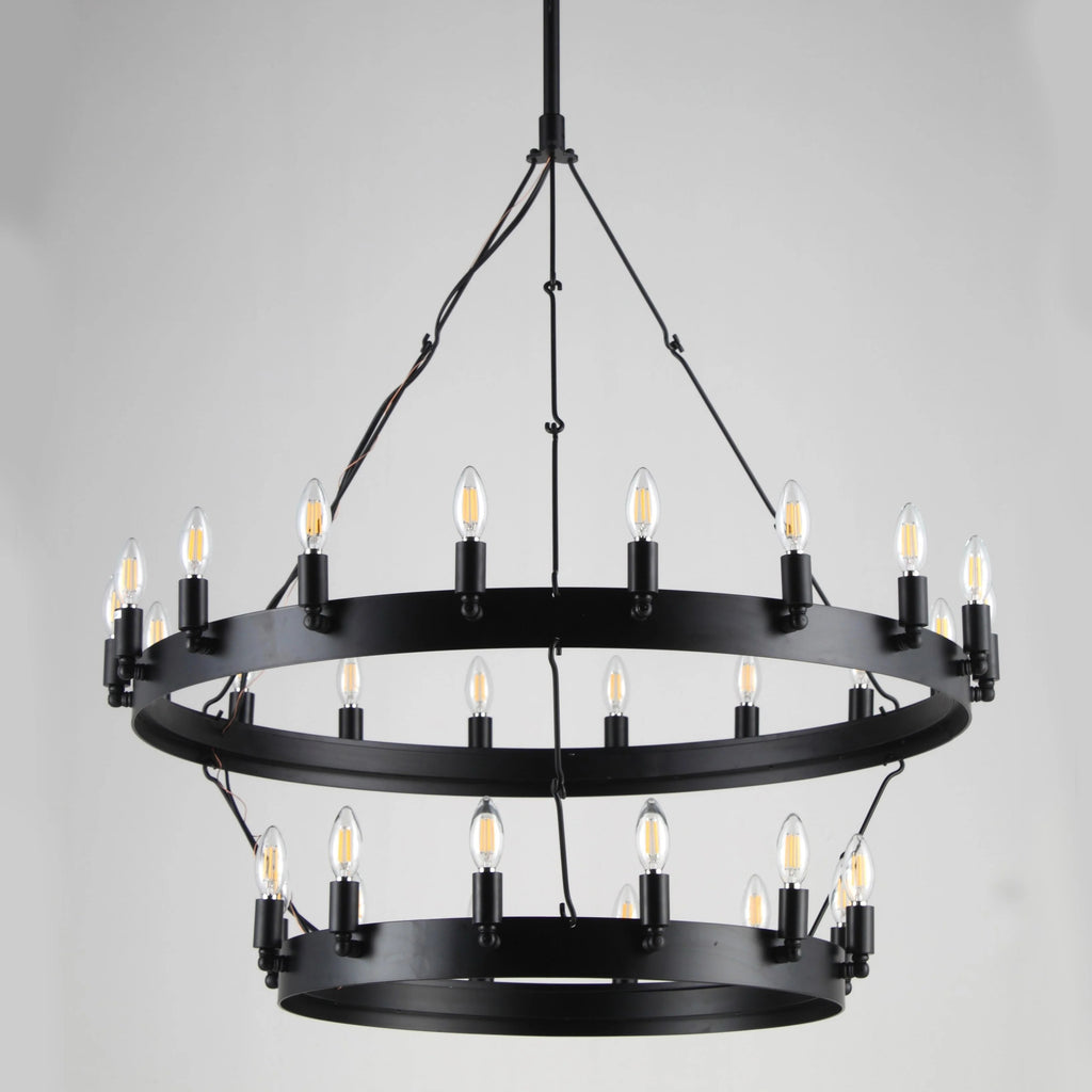 38 Inch Tiered Candle Wagon Wheel Chandelier - Camino