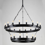 38 Inch Tiered Candle Wagon Wheel Chandelier - Camino