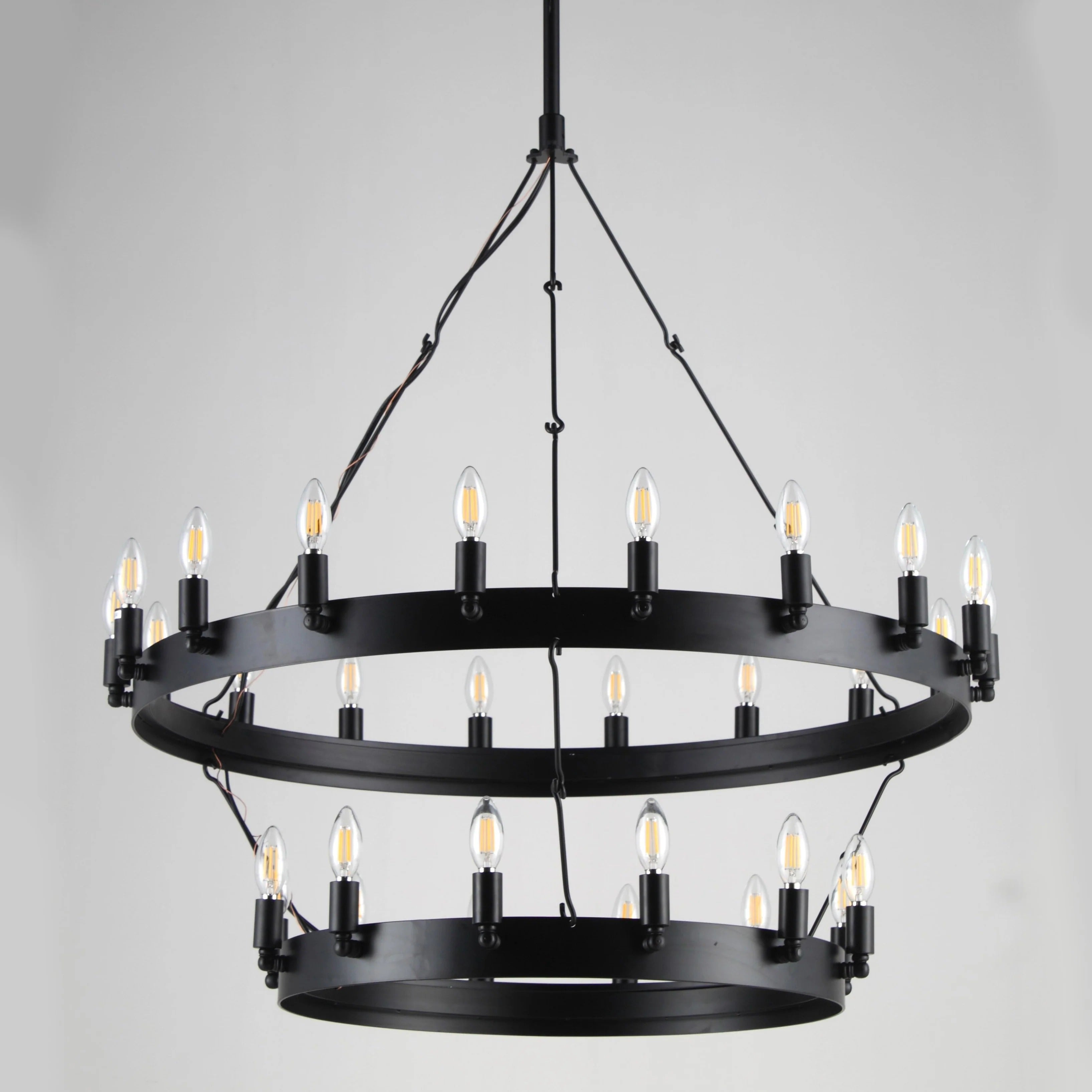 38 Inch Tiered Candle Wagon Wheel Chandelier - Camino