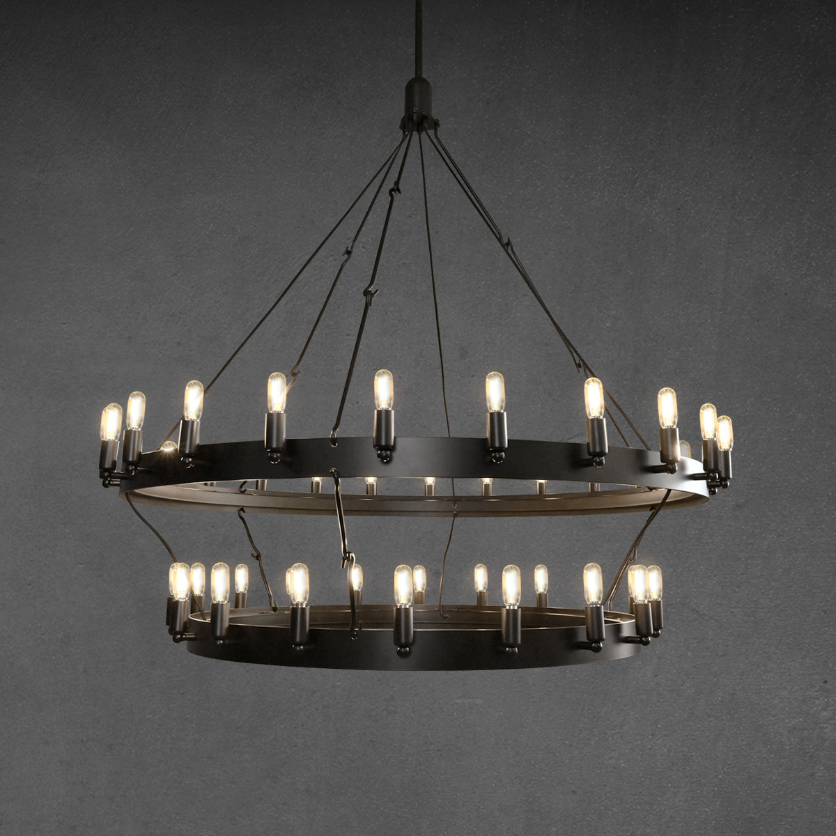 38 Inch Tubular Candle Tiered Chandelier - Camino