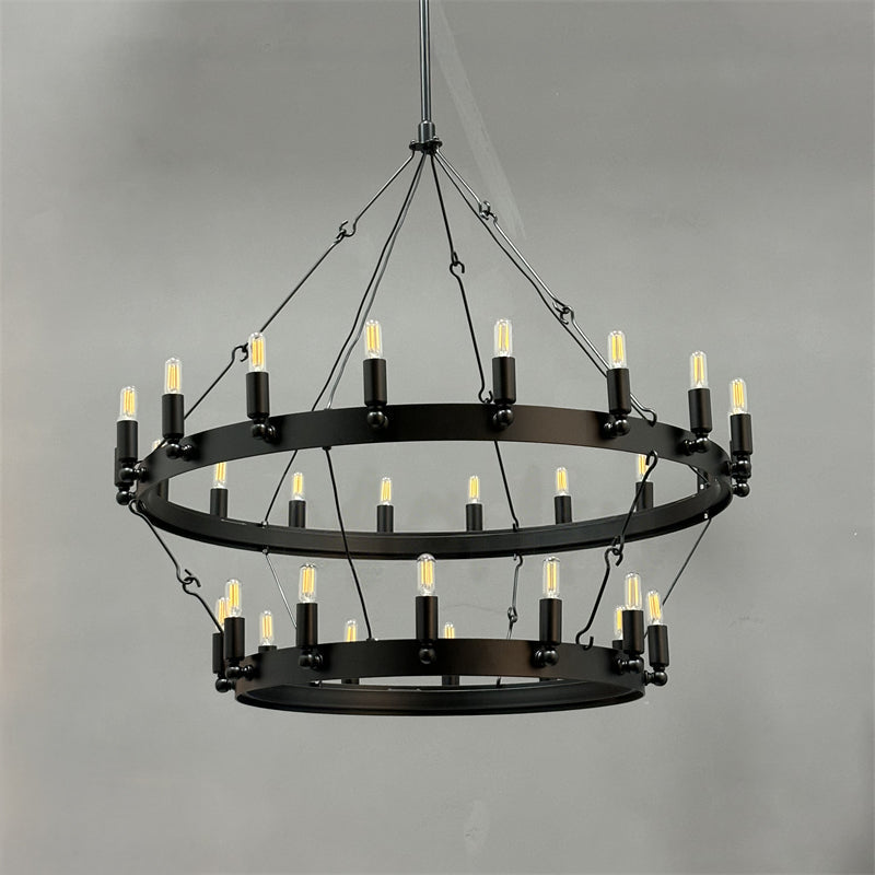 38 Inch Tubular Candle Tiered Chandelier - Camino