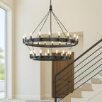 38 Inch Tubular Candle Tiered Chandelier - Camino