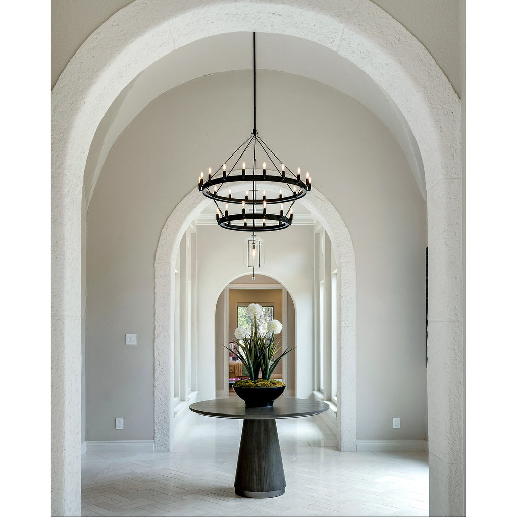 38 Inch Tubular Candle Tiered Chandelier - Camino