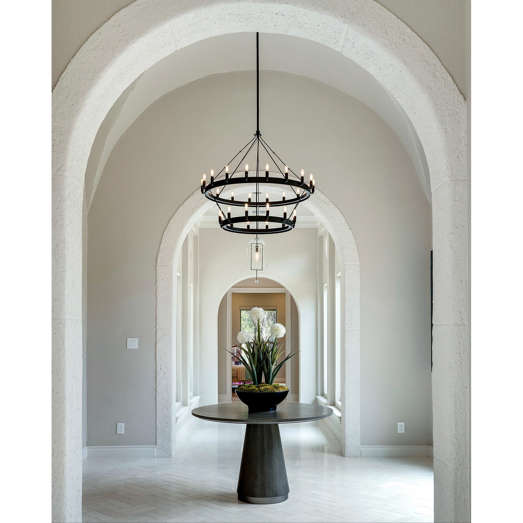 38 Inch Tubular Candle Tiered Chandelier - Camino